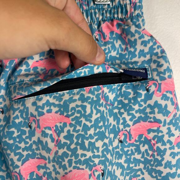 Chubbies The Domingos Are For Flamingos Swim Trunks Blue 5.5" Men's Medium Mesh - Picture 7 of 8